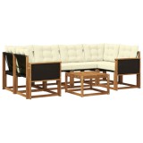vidaXL Set de canapele de exterior cu pernă 7 pcs Natural și Crem 3381798