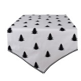 Cumpara ieftin Traversa masa bumbac alb negru Craciun 50x160 cm