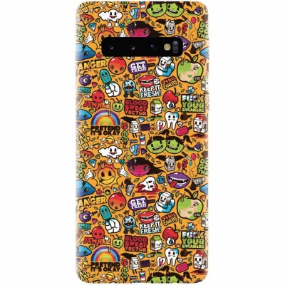 Husa silicon pentru Samsung Galaxy S10 Plus, Colorful Sticker Illustrations foto