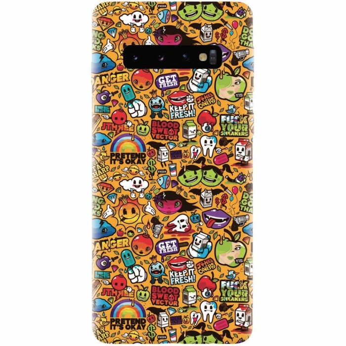 Husa silicon pentru Samsung Galaxy S10 Plus, Colorful Sticker Illustrations