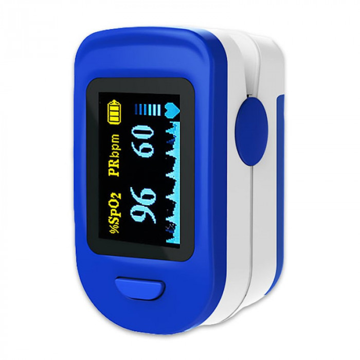 Pulsoximetru RedLine FS20C, indica nivelul de saturatie a oxigenului, masoara rata pulsului, Alb/Albastru