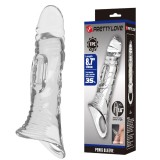 Manșon PRETTY LOVE Penis Sleeve, pentru extensia și &icirc;ngroșarea penisului, inel pentru testicule, +4 cm &icirc;n lungime, transparent