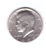 Moneda SUA 1/2 dollar/dolar 1980 P, stare buna, curata, America de Nord, Cupru-Nichel