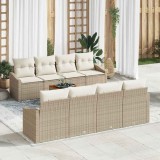 Set de canapele pentru grădină cu pernă 9 pcs Bej Rattan poli