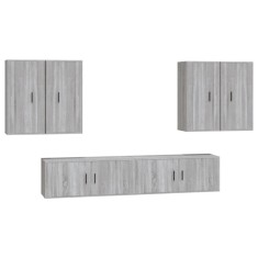 Set dulapuri TV, 6 piese, gri sonoma, lemn prelucrat