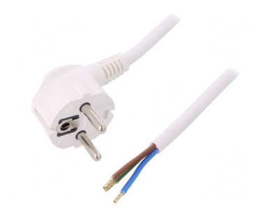 Cablu electric alb 1,5m 3x1,5mm2 PVC 16A 250V foto