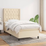 vidaXL Pat box spring cu saltea, crem, 80x200 cm, textil 3131630