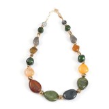 Colier statement cu pietre mari multicolore