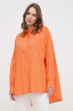 Cumpara ieftin Silvian Heach camasa din bumbac femei, culoarea portocaliu, cu guler clasic, relaxed