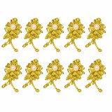 Cumpara ieftin Set 10 cleme de par aurii 5 x 2 cm, model floral metalizat, accesorii elegante pentru coafuri, prindere rezistenta
