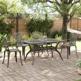 Cumpara ieftin Set mobilier de grădină, 5 piese, bronz, aluminiu turnat