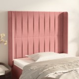 VidaXL Tăblie de pat cu aripioare, roz, 83x16x118/128 cm, catifea