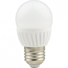 Bec LED sferic cu baza din ceramica, model G45, 9W=75W, 2700K, lumina calda, dulie E27