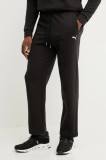 Puma pantaloni de trening din bumbac barbati, culoarea negru, neted, 629651