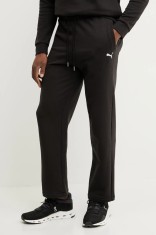 Puma pantaloni de trening din bumbac barbati, culoarea negru, neted, 629651