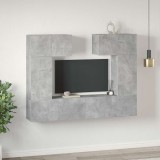 vidaXL Set de dulapuri TV, 6 piese, gri beton, lemn prelucrat 3079118