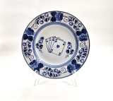 farfurie decorativa din ceramica DELFT Gilde Olanda carti de joc ASI 24 cm diametru monocrom