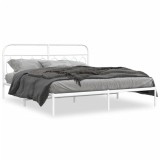 Cumpara ieftin Cadru de pat metalic cu tablie, alb, 160x200 cm