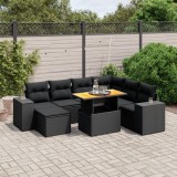 Cumpara ieftin Gossi set mobilier de gradina cu perne, 8 piese, negru, poliratan