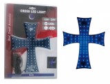 Cumpara ieftin Cruce luminoasa albastra autoturism si camion, 84 LED-uri, 12-24V prindere cu ventuze, 23 x 25 cm