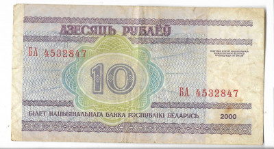 Bancnota 10 ruble 2000 - Belarus foto