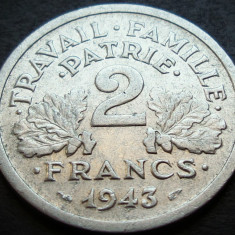Moneda istorica 2 FRANCI - FRANTA, anul 1943 * cod 224