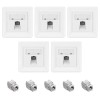Set 5 Prize ecranate de retea RJ45 cu 5 mufe CAT 6A, Kwmobile, Alb, Metal, 54571.01.05