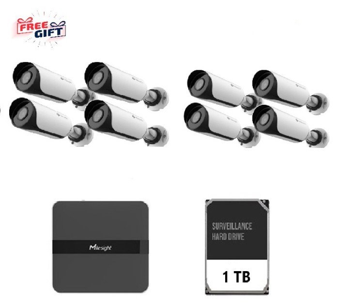 Kit supraveghere video Milesight 8 buc camera MS-C2964-UPD + 1 buc NVR