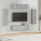vidaXL Set dulapuri TV, 6 piese, gri sonoma, lemn prelucrat