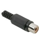 Soclu RCA mama executie plastic negru cu protectie pentru cablu, Oem