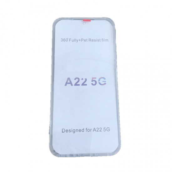 Husa 360 compatibila cu Samsung Galaxy A22 5G, V2 Transparent fata+spate