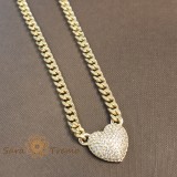 Colier aur 14K placat cu inima stralucitoare 50 cm