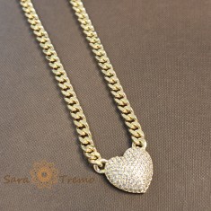 Colier aur 14K placat cu inima stralucitoare 50 cm