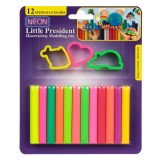 Set Plastilină Little President, 12 Bucăți, Culori Neon, Forme Animale și Inimă