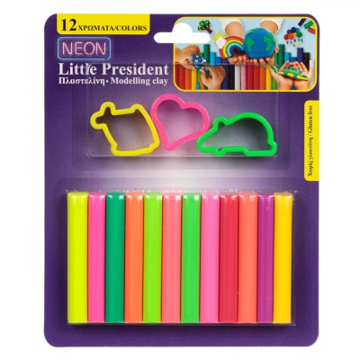 Set Plastilină Little President, 12 Bucăți, Culori Neon, Forme Animale și Inimă foto