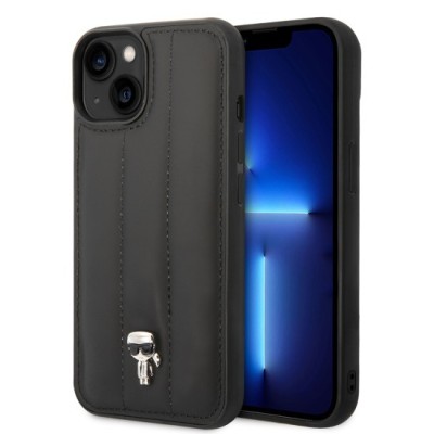 Husa iPhone 15 Plus / iPhone 14 Plus - Karl Lagerfeld Hardcase Leather Puffy (KLHCP14MPSQPK) - Ikonik Pin foto