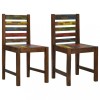 Set 2 Scaune Bucatarie Lemn Masiv Recuperat Multicolor, Stil Vintage Retro, 45x45x85 cm
