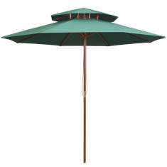 Umbrela de soare dubla, 270x270 cm, stalp de lemn, verde GartenMobel Dekor