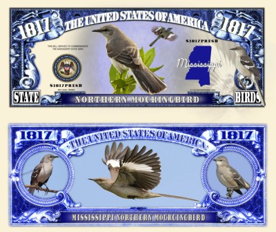 !!! SUA = FANTASY NOTE (TJ6) = MISSISSIPPI , NORTHERN MOCKINGBIRD - 2021 - UNC foto