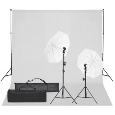 vidaXL Kit studio foto cu set de lumină și fundal