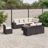 vidaXL Set mobilier de grădină cu perne, 9 piese, negru, poliratan 3257869