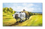 Cumpara ieftin Tablou celebru pictat manual, Carul cu boi, 100x60cm ulei pe panza, reproducere Nicole Grigorescu