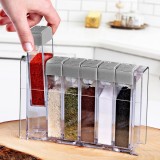 Set Recipiente Condimente, Kitchen Master, Transparent, Capac Gri, 6 Bucăți, Oem