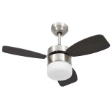 Ventilator tavan cu iluminare/telecomanda, maro inchis, 76 cm