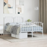 VidaXL Cadru pat metalic cu tăblie de cap/picioare&nbsp;, alb, 120x200 cm