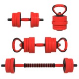 SPORTNOW Set de Greutăți pentru Sală 4 &icirc;n 1 din Plastic și Nisip, Roșu | Aosom Romania