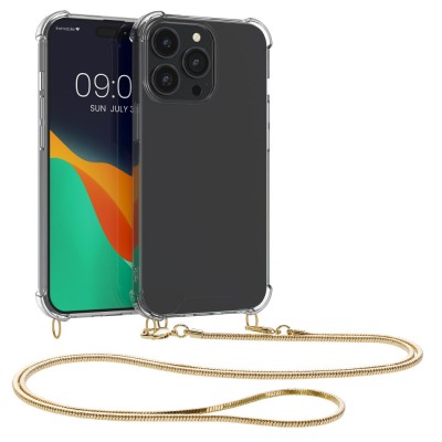 Husa Kwmobile pentru Apple iPhone 14 Pro Max, Silicon, Transparent/Auriu, 59105.21 foto