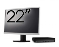Pachet Calculator Refurbished HP ProDesk 400 G6 Mini, Intel Core i5-10500T 2.30 - 3.80GHz, 8GB DDR4, 256GB SSD + Monitor 22 Inch + Windows 10 Home New
