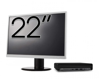 Pachet Calculator Refurbished HP ProDesk 400 G6 Mini, Intel Core i5-10500T 2.30 - 3.80GHz, 8GB DDR4, 256GB SSD + Monitor 22 Inch + Windows 10 Pro NewT foto
