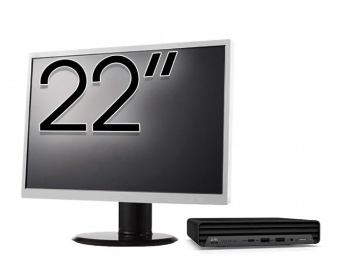 Pachet Calculator Refurbished HP ProDesk 400 G6 Mini, Intel Core i5-10500T 2.30 - 3.80GHz, 8GB DDR4, 256GB SSD + Monitor 22 Inch + Windows 10 Pro NewT